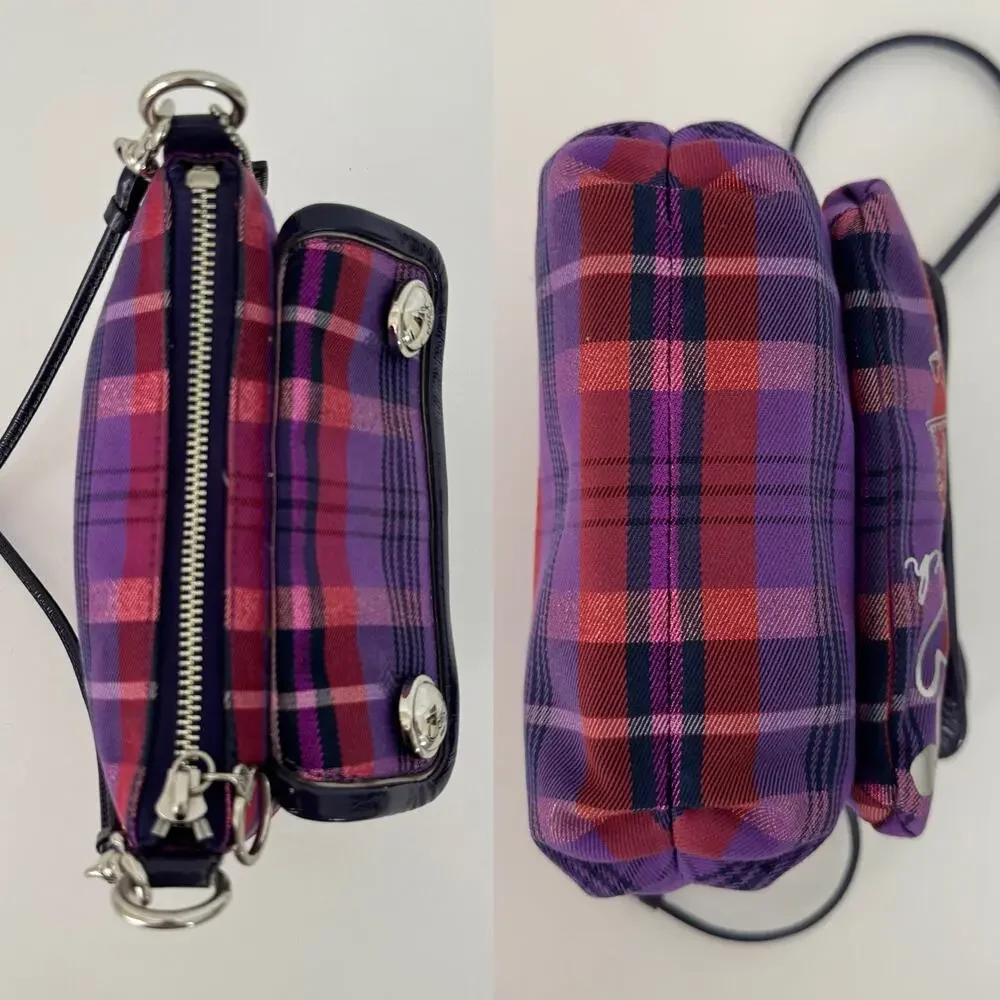 Coach Poppy Tartan Plaid Crossbody Bag Vintage Y2K Purple